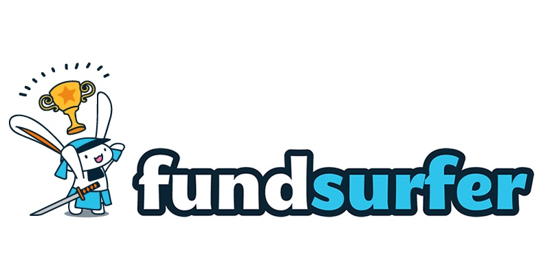 Image of the Fundsurfer logo and a Samurai bunny with a trophy
